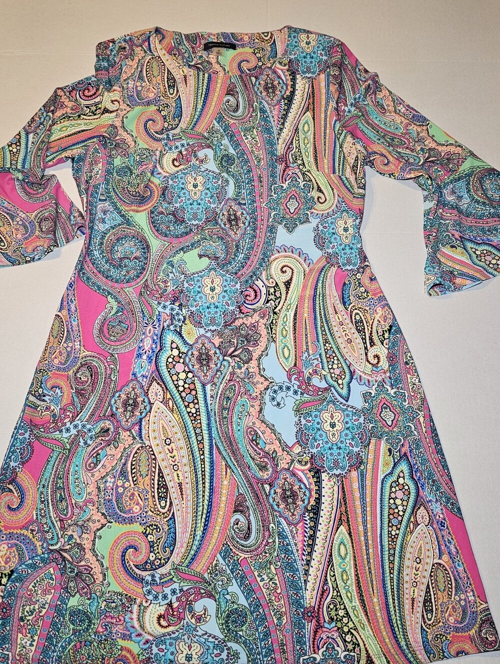 Tommy Hilfiger Dress Paisley Boho Chic Festival Size 10 Flared Sleeve